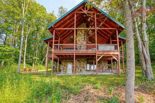 Cabin nestled in nature
