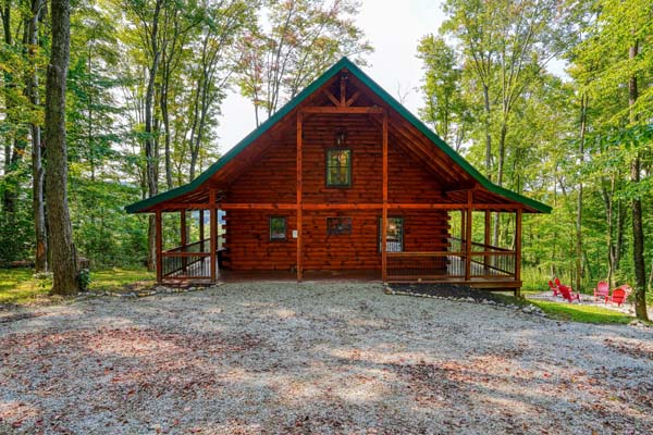 Rear elevation of the log home