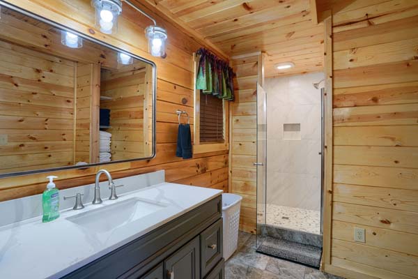 Bedroom with queen log bed