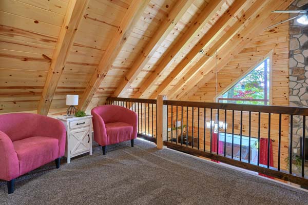 Loft sitting area with two chairs
