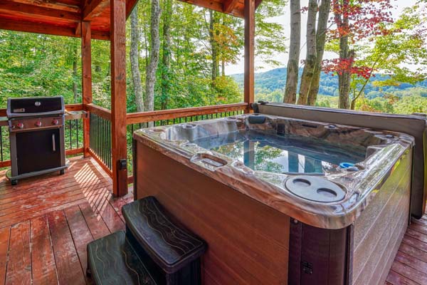 Hot tub and gas grill on the deck