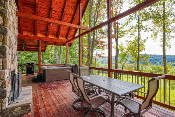 Patio table and chairs on the covered deck