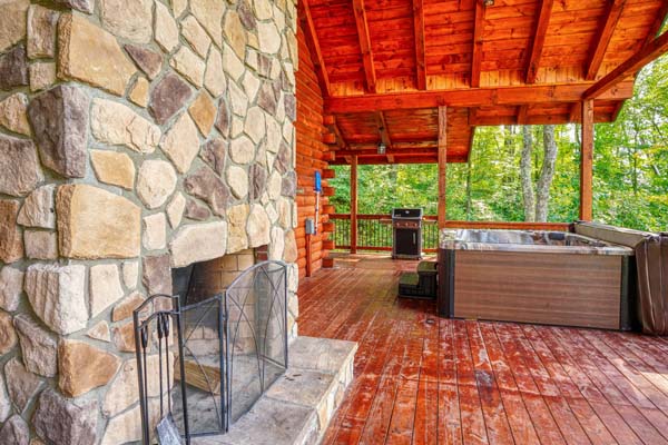 Covered deck with ridge view