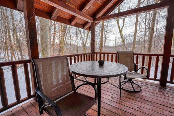 Patio table and chairs on the covered deck