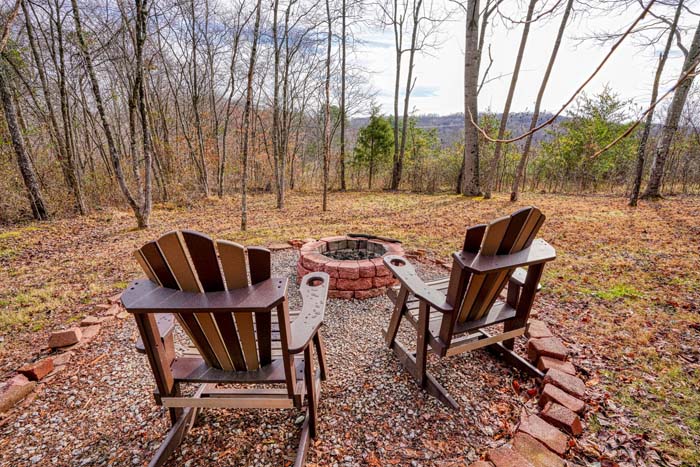 Two chairs beside the fire pit