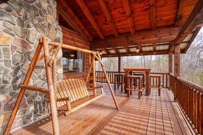 Porch swing on the deck