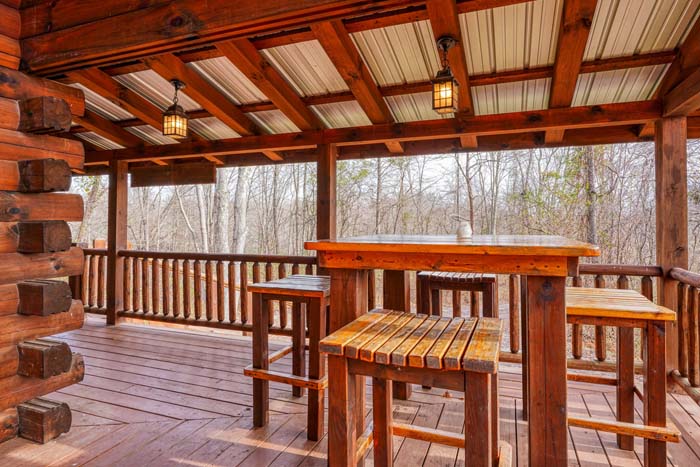 High table and bar stools on the deck