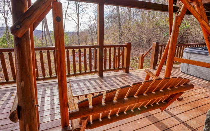 Deck seating with a wooded view