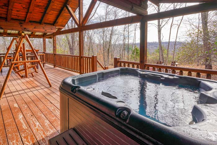 Hot tub and porch swing