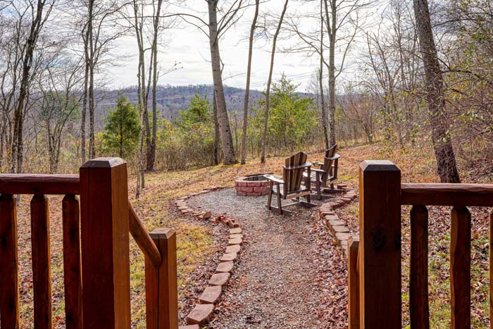 View from the porch to the fire ring