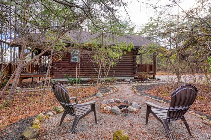 Two chairs beside the fire pit