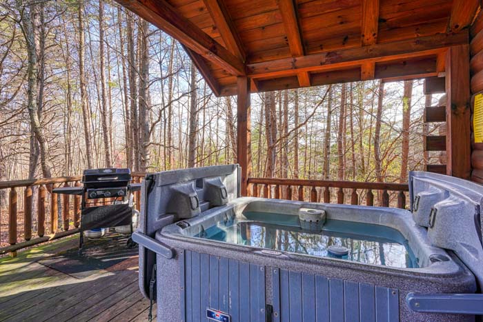 Hot tub on the covered deck