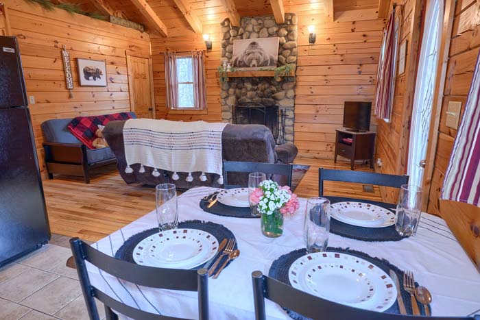 Dining table set for four