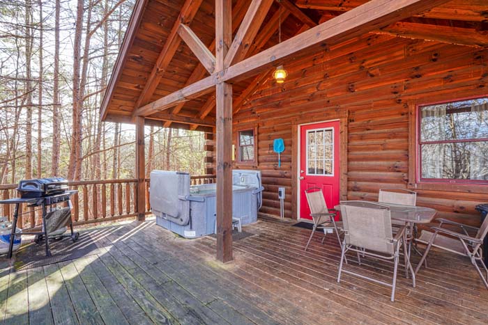 Covered porch with wicker chairs